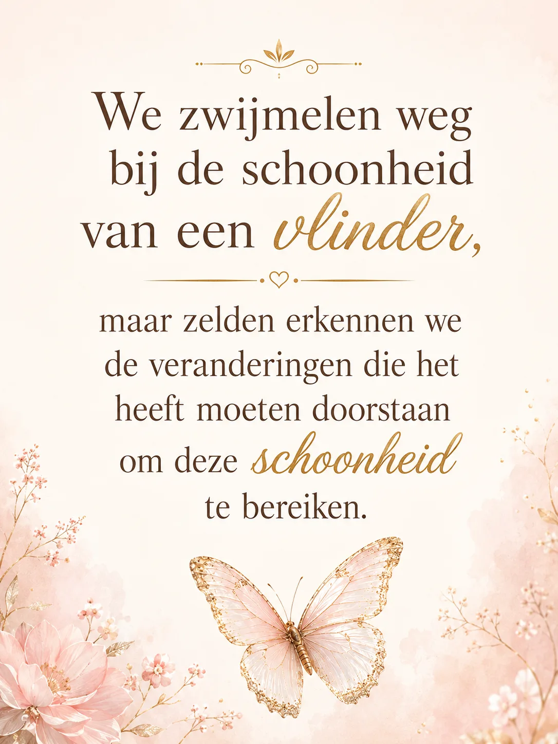 quote de schoonheid van een vlinder